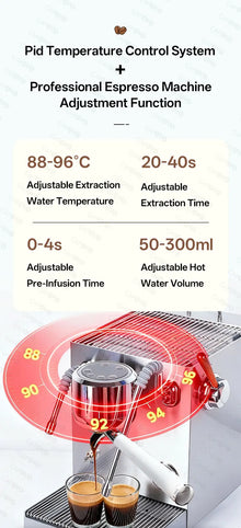 CAFOVO E120 Semi-automatic Espresso Machine ULKA Pump 9Bar OPV System 3 Boiler with OLED Display for Cafe Coffee Maker 220V