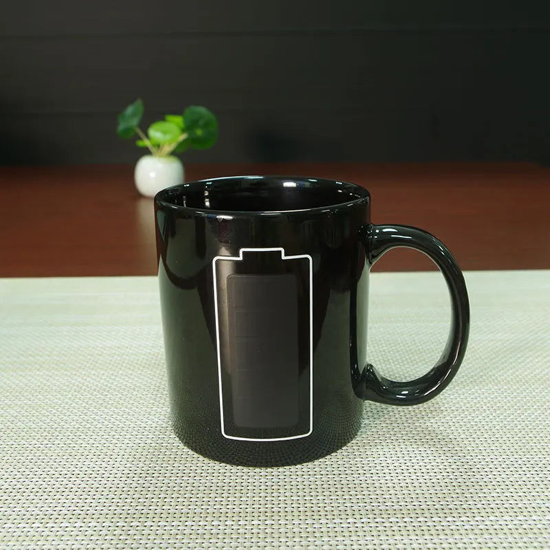 Creative Battery Magic Mug Positive Energy Color Changing Cup Ceramic Discoloration Coffee Tea Milk Mugs Novelty Gifts