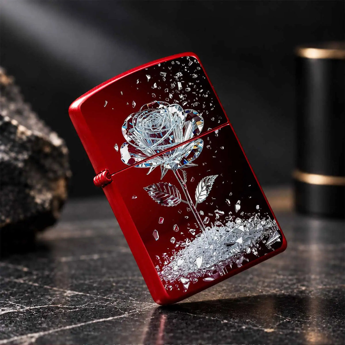 Exquisiteshattered Rose Themed Lighter, Artistic Cut Iridescentbody, Aesthetic Creative Practical Goodie, Ideal Gift For Birthdays And Festivals, Suitable For Daily Outings And All Scenarios, High-Value Unique Personal A Humo