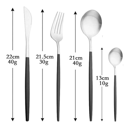 4Pcs black Gold Matte Cutlery Set Stainless Steel Dinnerware Silverware Flatware Set Home Knife Fork Spoon Picnic Tableware Set