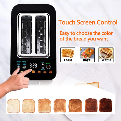 Smart Digital 2 Slice Toaster Electronic Appliances Home Bread Waffer Bun Modern Toaster Touch Color Screen