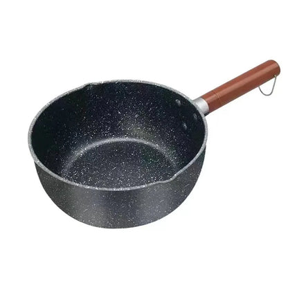 14cm/16cm Non-Stick Sauce Pan Soup Pot Wooden Handle Stick Proof Sauce Pan with Pour Spout Milk Saucepan for Home Kitchen New