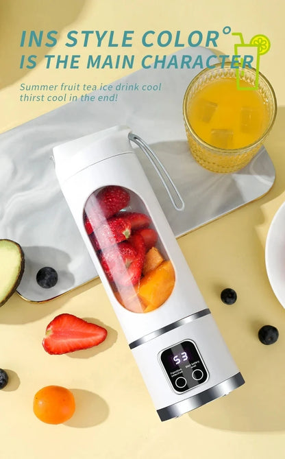 2026 New Household Charging MINI Crushed Ice Electric Juicer Powerful Motor 450ML Large Capacity Digital Display Juice Cup