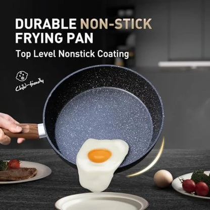Pots and Pans Set Non Stick 12 Piece Black Granite Kitchen Cookware Induction Compatible Pot and Pan Sets for Cooking Nonstick