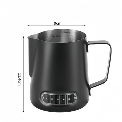 Coffee Milk Frother Jug Temperature Sensing Patch Stainless Steel Accurate Scale Volume Control Advanced Professional CoffeeTool