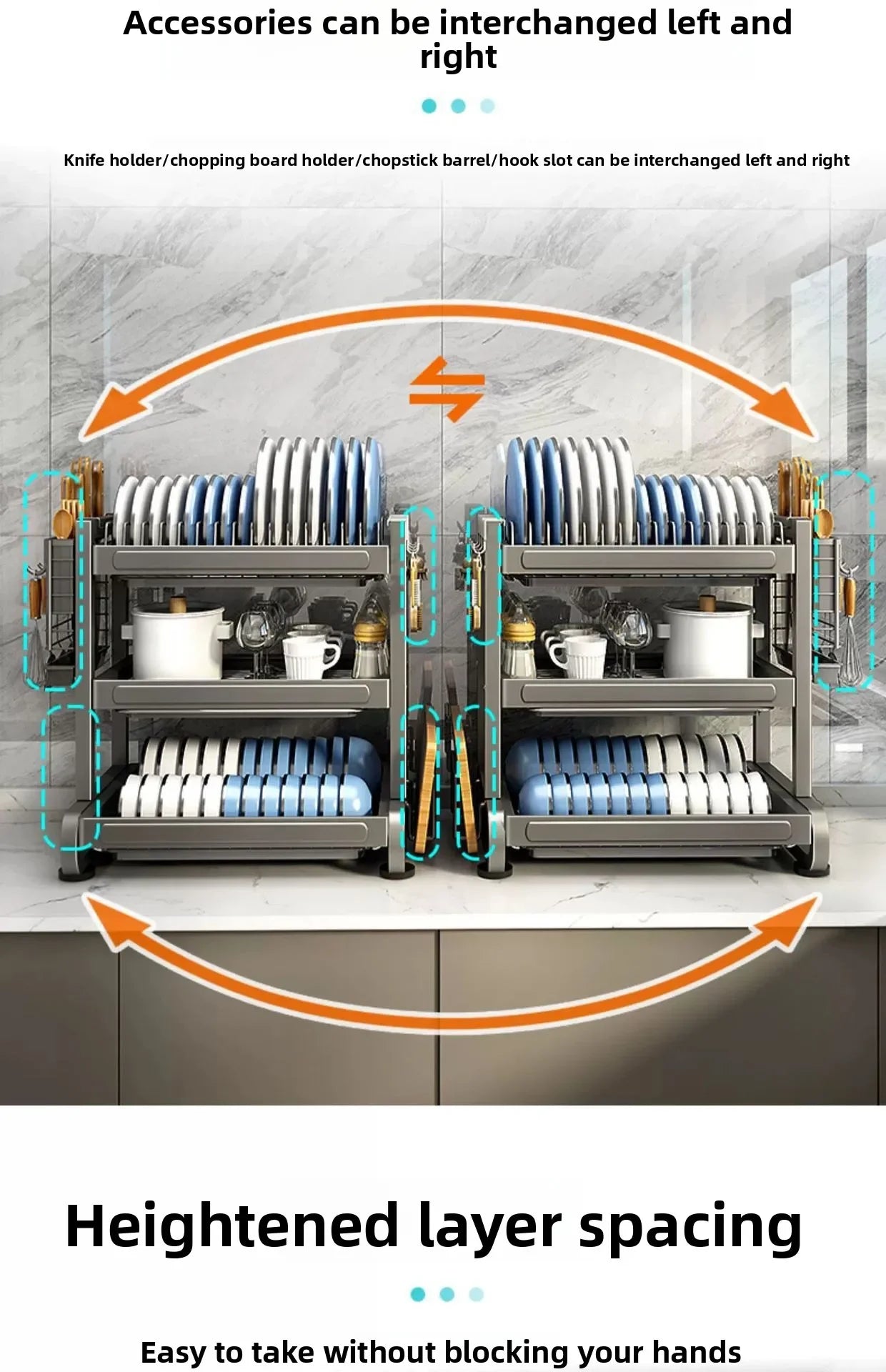 Minimalist Countertop Storage Stainless Steel Drain Dish Rack Kitchen Shelf Multifunctional Shelf Drain Dish Rack