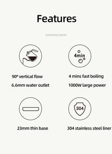 110V/220V Electric Kettle 800ml Hand Brew Coffee Pot Gooseneck Jug Slender Mouth Teapot 304 Stainless Steel Liner Kettle 1000W