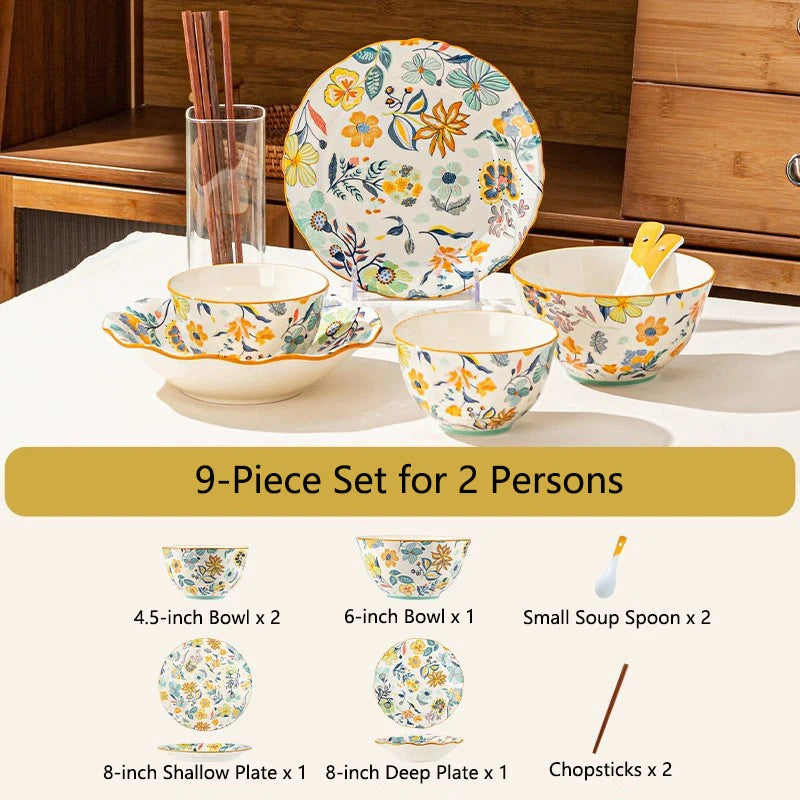 Dishes set modern dinner dish set ceramic luxury serving table set chinese travel kit noble modern classic bowl set