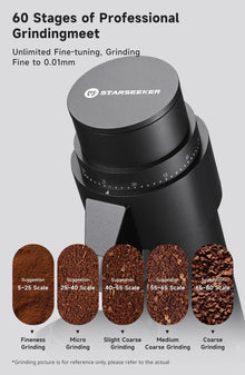 STARSEEKER EDGE PLUS Electric Coffee Grinder 63MM Titanium Burr Stepless Fineness Adjustment Removable Magnetic Suction Port