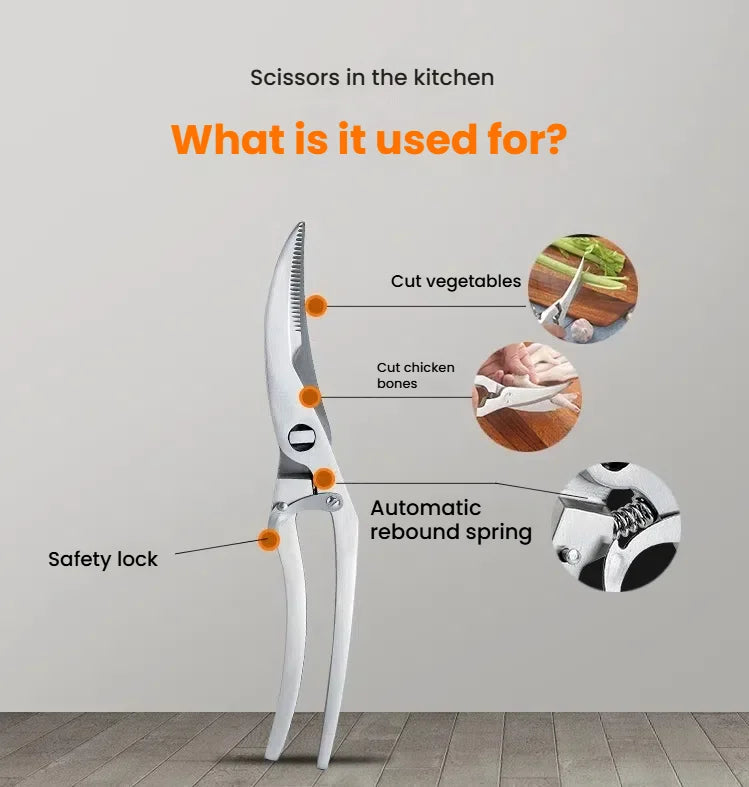 Extra Sharp Kitchen Scissors Stainless Steel Heavy Duty Sharp Kitchen Scissors Meat Scissors Cooking Scissors For Meat