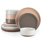 MALACASA TARA 12/24 Pcs Dinnerware Set Curved Edge Sesame Glaze Stoneware Plates Set With 4/6pcs Dinner Plate/Dessert/Bowl