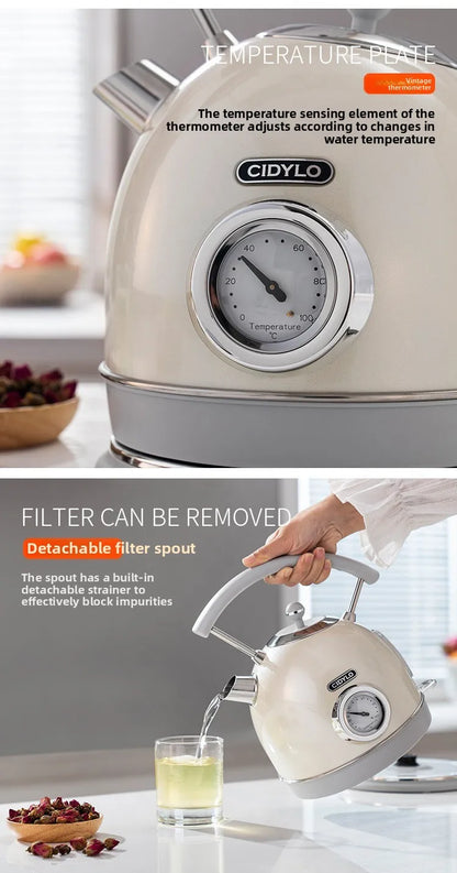 220V European Style Electric Kettle Vintage Red High Capacity ABCDFEG