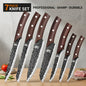 Premium 7Pcs Chef Knife Set Forged Kitchen Knives Wenge Wood Handle High Carbon Stainless Steel Full Tang ForHome Cooking&BBQ