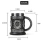 Viking Wood Style Beer Mug 3D Resin Stainless Steel Coffee Cup Wine Glass Metal Double Wall Mug Beer Jug Cup Thermal