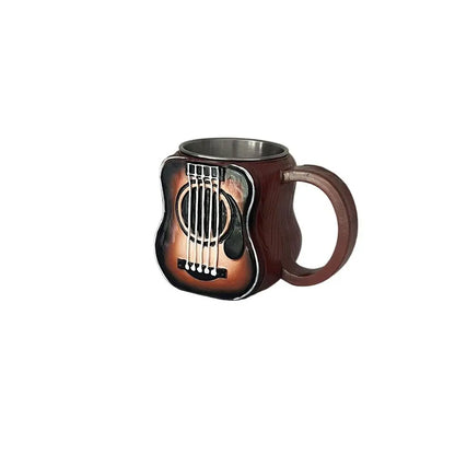 Resin Musical Instrument Coffee Mug Guitar Pattern Durable Coffee Cup Handcrafted Guitar Shaped Coffee Cup for Home Kitchen