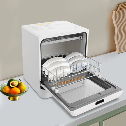 Portable Mini Countertop Dishwasher 39*43*46cm/15.35*16.92*18.11in- US Standard Household Energy-Saving Efficient with LED Display Bowl Rack Chopsticks Rack