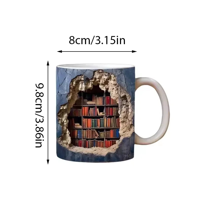 3D Library Book Mug Shelf Mug Creative Space Design Multi-Purpose Mug Coffee Cup Study Milk Cup Friends Birthday Gift Home Acces