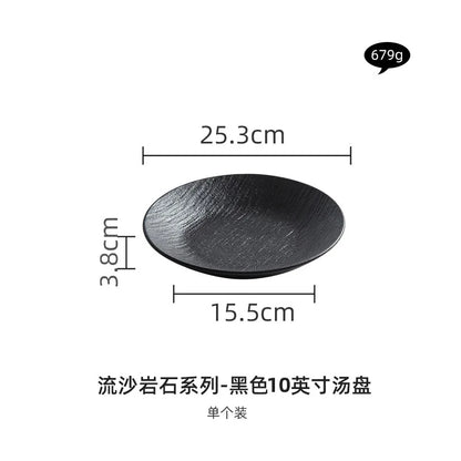 Black and white ceramic tableware, plates, plates, household eating bowls, soup bowls, high-end luxury Japanese tableware sets.
