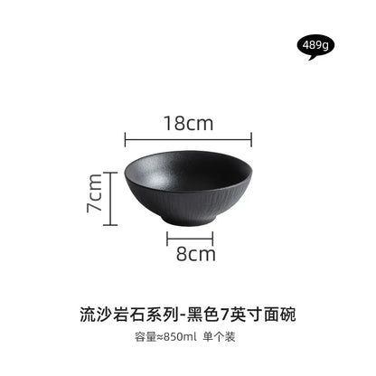 Black and white ceramic tableware, plates, plates, household eating bowls, soup bowls, high-end luxury Japanese tableware sets.