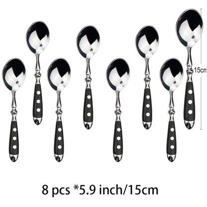 Classic Elegant Stainless Steel Cutlery Set Fork Spoon Knife Full  Dinning Fork Steak Knife Teaspoon Creative Dinnerware Set