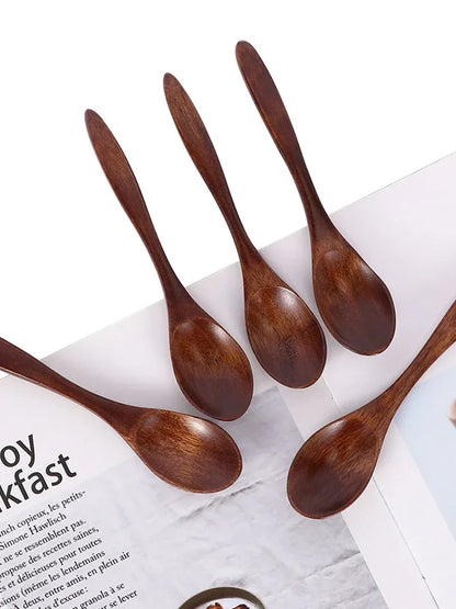 Natural Wood Spoon Bamboo Cooking Utensil Coffee Kitchen Teaspoon Tableware Accessories Spoon Teaspoons for Tea Stirring Spoons