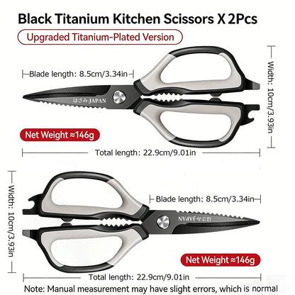 2 Pcs Heavy Duty Multi-Purpose Kitchen Scissors - Flexible Handle for Cutting Chicken Bones,Meat,Craft & Office Use, Ladies Gift