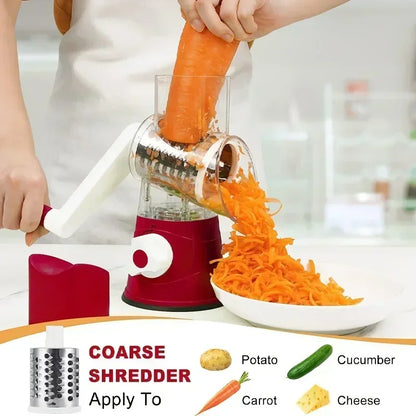 3in1 Rotary Vegetable Slicer Multifunctional Handheld Grater with 3 Sharp Rollers Cheese Shredder Kitchen Tool Cheese Chopper