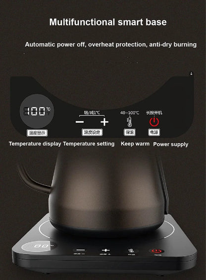 Home Electric Kettle 800ml Gooseneck Jug Hand brew Coffee Pot Thermo Pot Temperature-Control Heating Water Bottle Smart Teapot