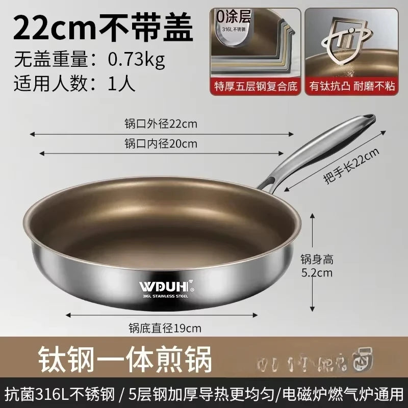 Titanium Pan Non-stick Frying Pan Household Wok Steak Frying Pan Induction Cooker Gas Stove Special  Wok Frying