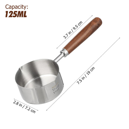 Small Sauce Pan Stainless Steel Oil Boil Container with Handle Ergonomic Pour Spout Cooking Pot Kitchen Saucepan Reusable