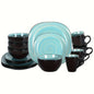 16pcs Square Tableware Set - Artfully Hand-Brushed, Colorful And Black-Trimmed Square Plates And Bowls Set, 4-Person Tableware S