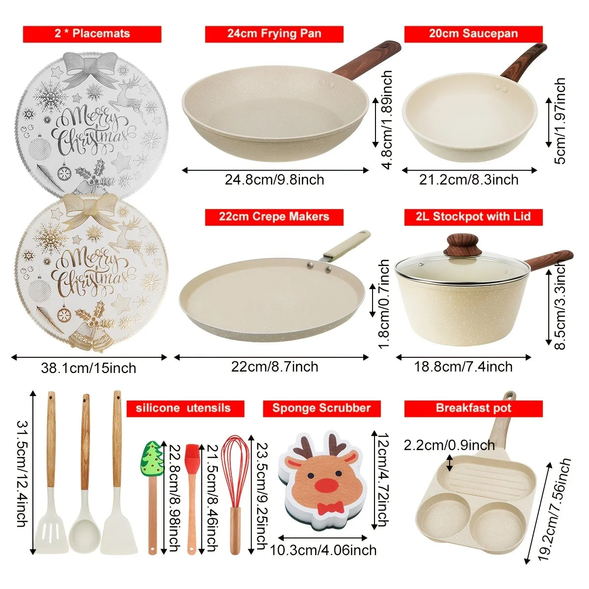 15/12/7pcs POTS And Pans Set, Non-stick Cookware Set, Induction Cookware Non-stick Cooking Set, Including Frying Pan, Pan, Steam