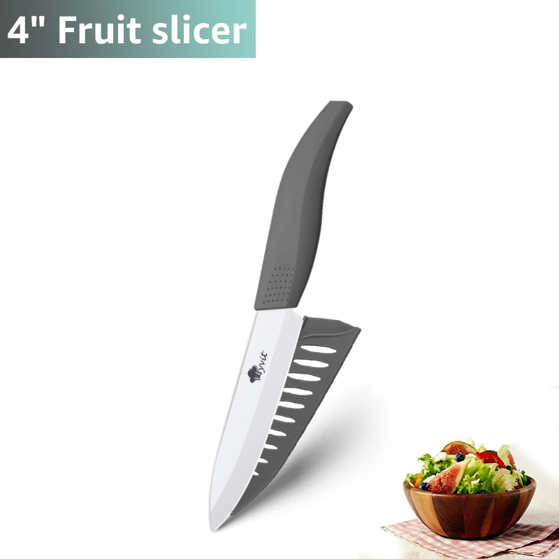 Ceramic Knives Set Kitchen knives 3 4 5 6 inch Chef knife +peeler with holder white zirconia blade Multi-color Handle