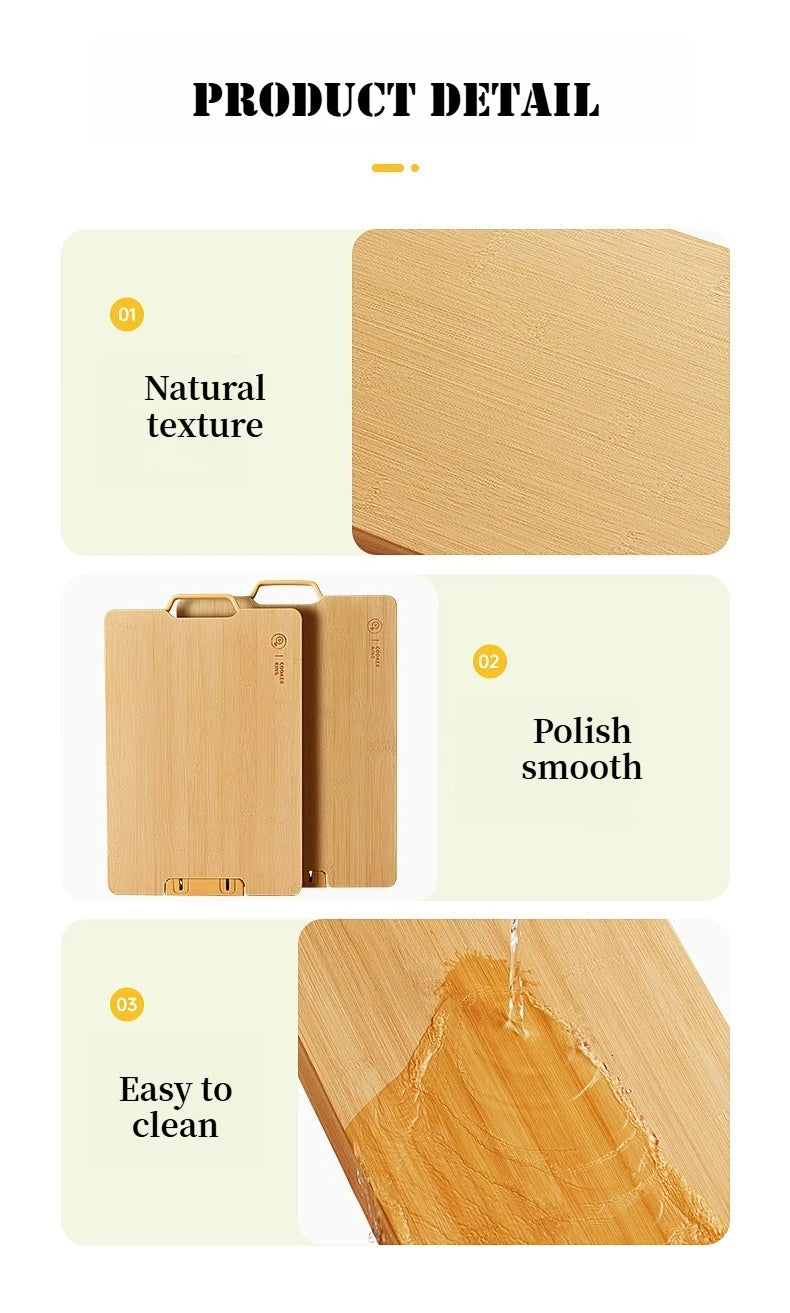 COOKER KING 3 Sizes Standable Cutting Board Moso Bamboo Chopping Board with Sharpening Stone Preparation Board Cost-effective