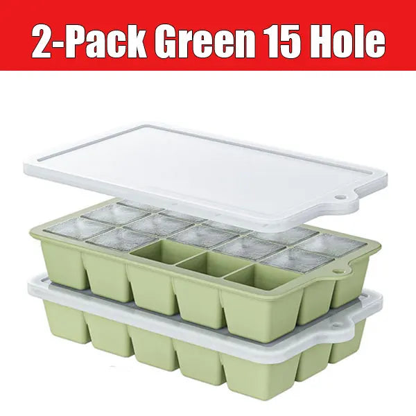 2PCS Ice Cube Moulds with Lid 15 Grid Silicone Freezer Ice Cube Trays Reusable Ice Cube Mold for Whiskey Cocktail Juice Coffee