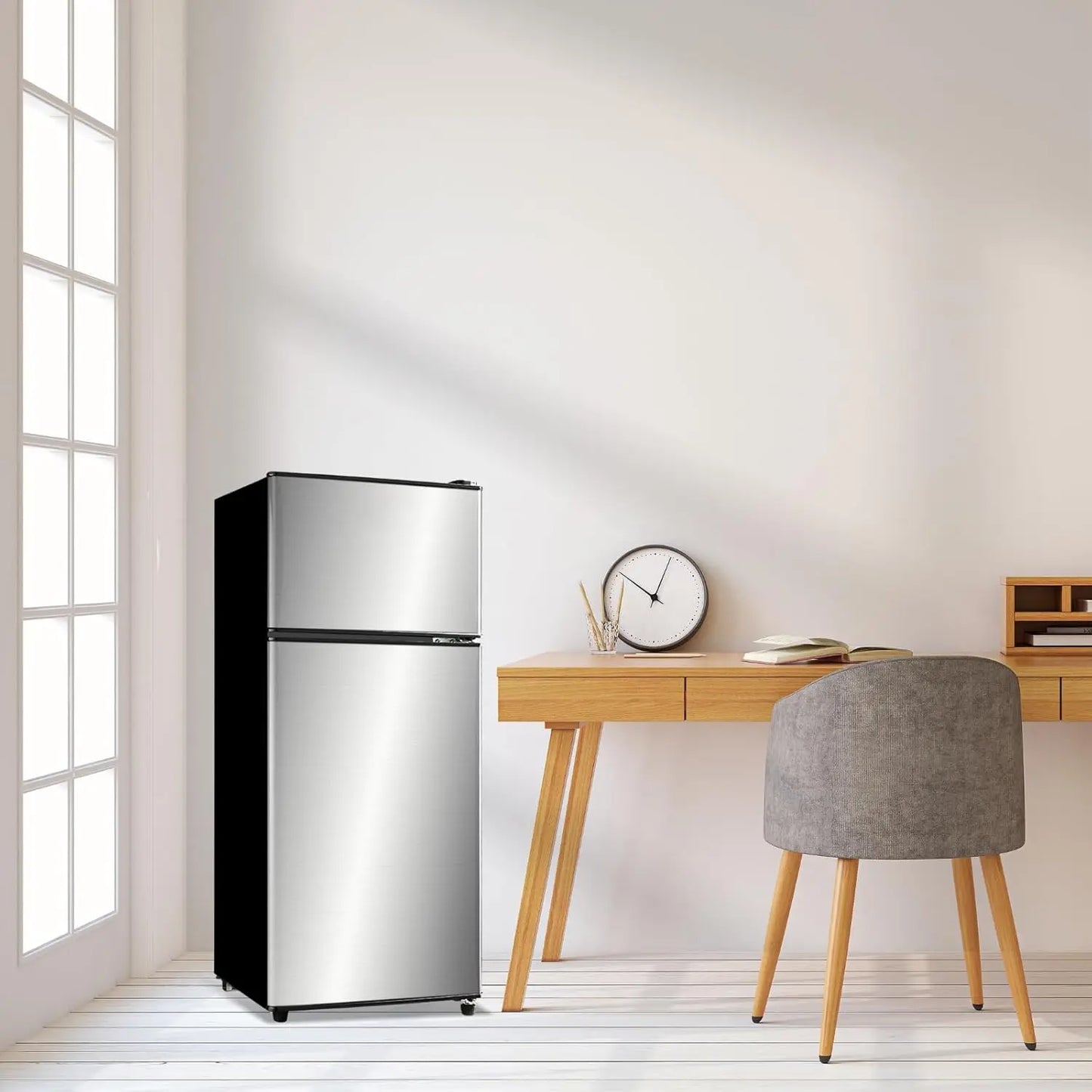 3.8 Cu.Ft Small Refrigerator with Freezer, Mini Fridge Double Door,Energy-Efficient, Large Capacity, Ideal for Office, Dorm
