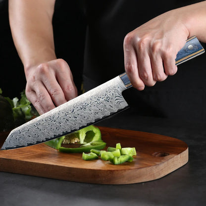 2026 New Damascus Pattern Japanese Kitchen Knife - High Hardness, Sharp Main Chef Knife for Cooks - Wooden Handle Kitchen Knife