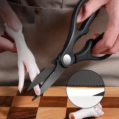 PLYS-1pc kitchen scissors special black titanium stainless steel food scissors household multifunctional auxiliary food scissors