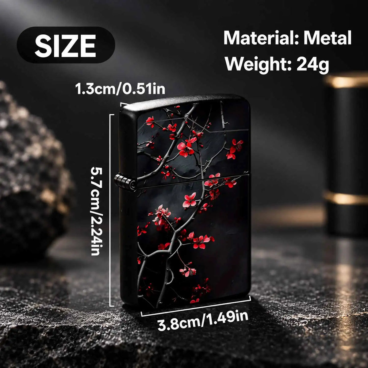 Vibrant Red Plum Blossom Lighter, Exquisitestyle Dark Background Twisted Branch Design, Portable Delicate Accessory For Daily Use, Gorgeous Aesthetic Decorative Item, Ideal Thoughtful Gift For Friends Family On Various A Humo