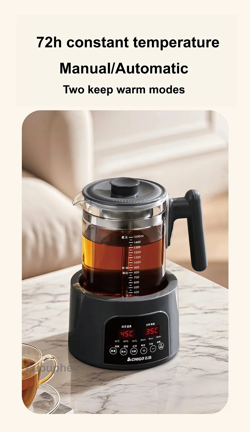 220V Health Kettle Temperature Control Pu'er Steam Teapot Baby 72h Constant Temperature Glass Milk Pot 1.5L Electric Kettle
