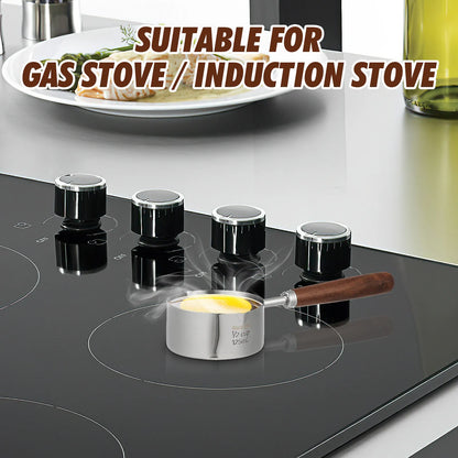 Small Sauce Pan Stainless Steel Oil Boil Container with Handle Ergonomic Pour Spout Cooking Pot Kitchen Saucepan Reusable