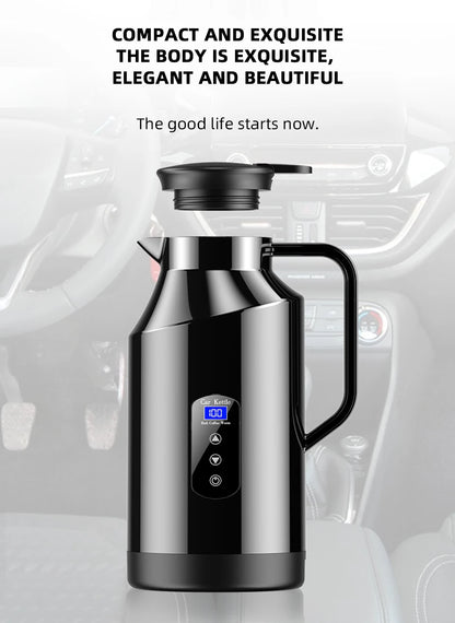 12V 24V Portable Car Hot Kettle 1200mL/1500mL Large Capacity 304 Stainless Steel Thermos Water Bottle Travel For Tea Coffee