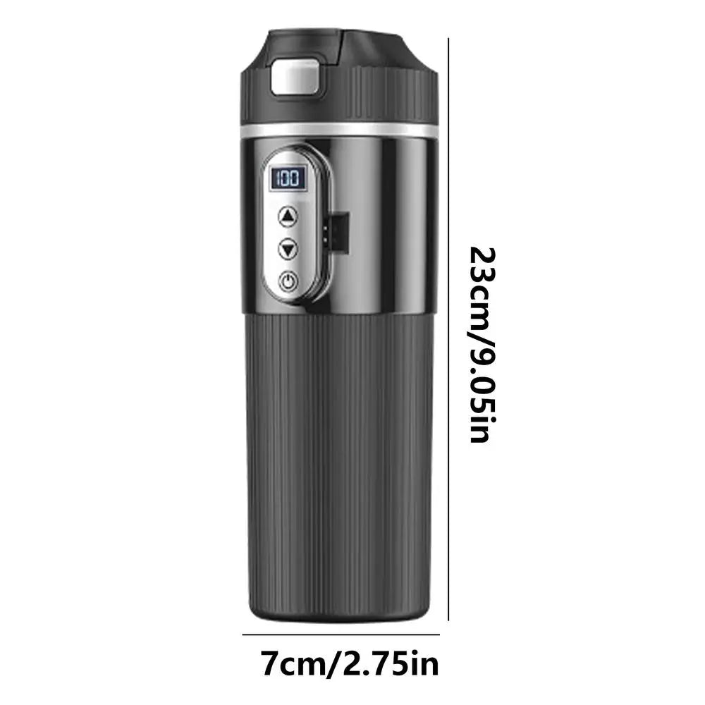 450ML Heated Coffee Mug 12/24V Stainless Steel Car Heating Cup Electric Kettle Water Warmer Bottle LCD Display Heat Preservation