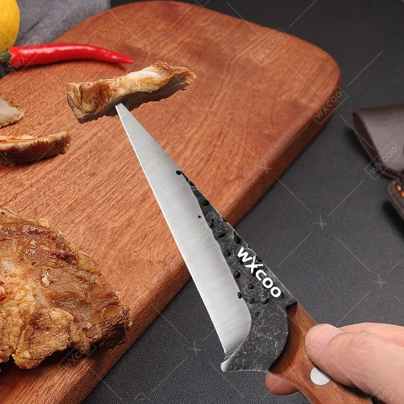 WXCOO Kitchen Knife for Cooking BBQ Lamb Beef Meat Cleaver Fruit Slicing Hand forged Butcher Knife Magnetic Knife Holder Set