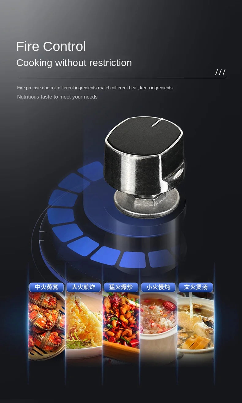 Gas Stove Cooker 5-Burner Class B Electric Stove Tempered Glass Battery Built-In Cooktop for Kitchen Table Top Hotels Households