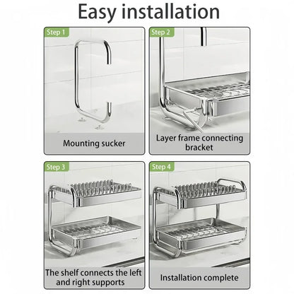 New C Type Dish Drying Rack 304 Stainless Steel Rustproof Kitchen Organizer Rack Bowl Drain Rack Kitchen Storage Shelf