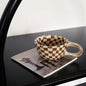 Checkerboard Shape Mug, Korean Retro Ceramic Coffee Mug, Office Latte Mug, Holiday Gift,Home Use Simple Water Cup