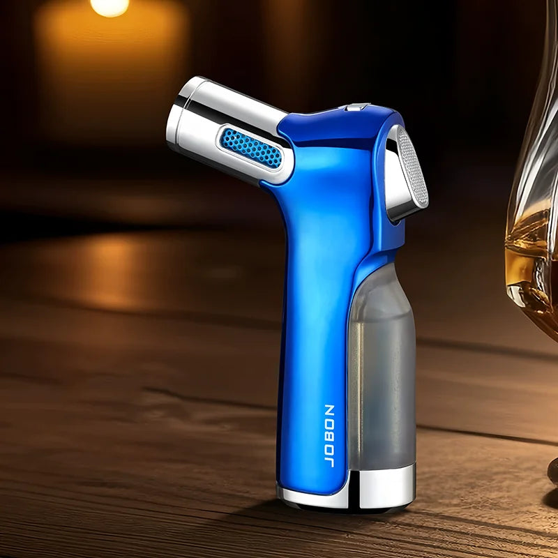 JOBON Visible Gas Four Torch Lighter Windproof Spray Gun Cigar Lighter for Kitchen Cooking Jewelry Welding Safety Lock