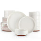 MALACASA TARA 12/24 Pcs Dinnerware Set Curved Edge Sesame Glaze Stoneware Plates Set With 4/6pcs Dinner Plate/Dessert/Bowl