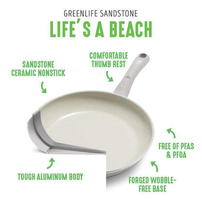 GreenLife Soft Grip Ceramic Nonstick 8" Frying Pan, PFAS-Free, Dishwasher Safe, Easy Cooking Skillet